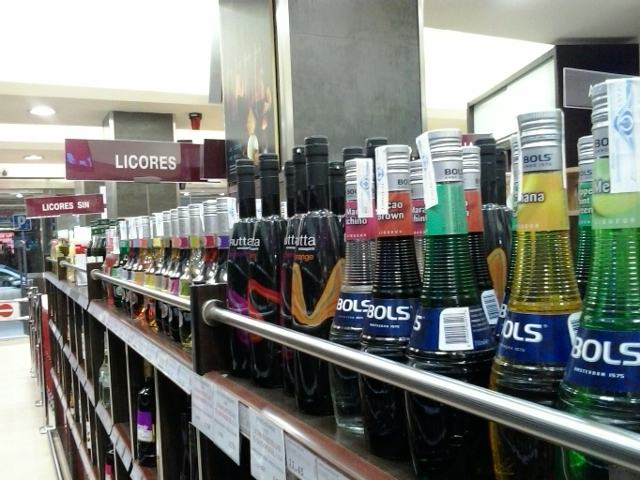 Colourful liquors and mixers
