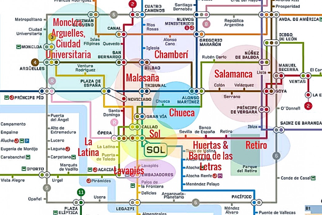 Madrid Neighborhood Map barrio overview by Naked Madrid