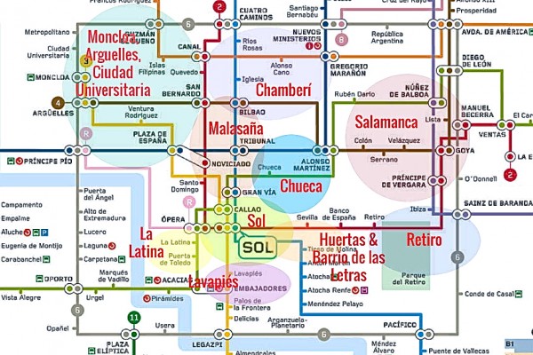 Madrid Neighborhood Map barrio overview by Naked Madrid