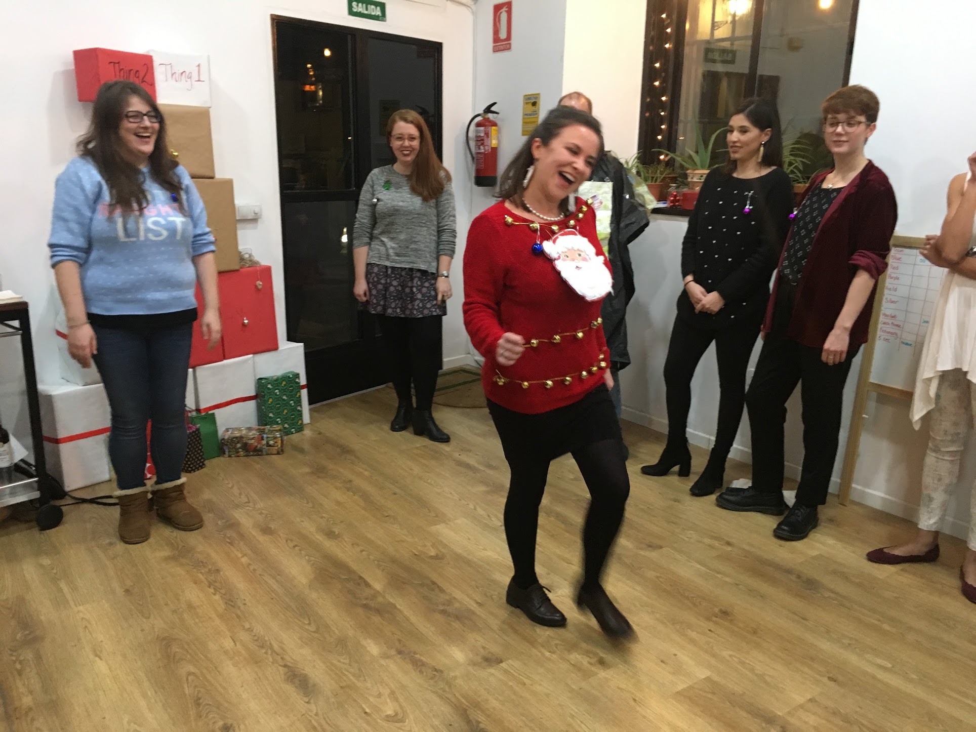 Ugly Christmas sweater contest at The Playground in Malasaña, Madrid.